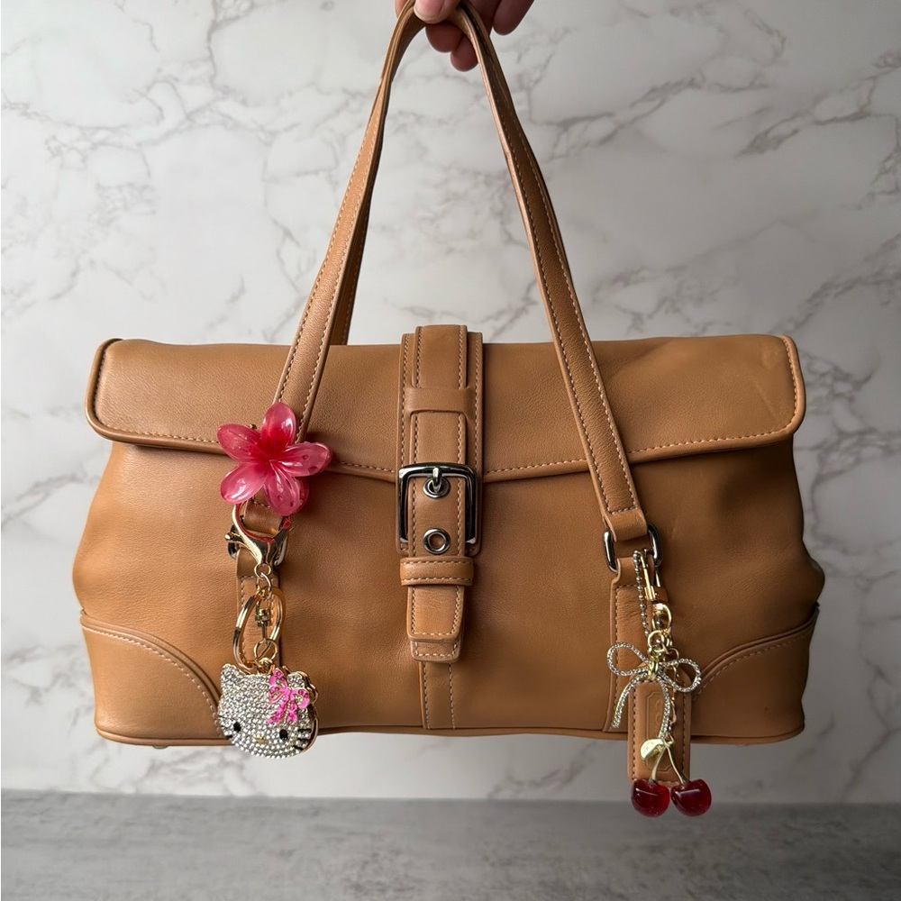 Tan Hampton Coach Leather Shoulder Bag